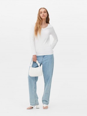 Primark V-Neck Long Sleeve T-shirts Dames Wit | Nederland 38724-YRXE