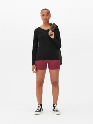 Primark V-Neck Long Sleeve T-shirts Dames Zwart | Nederland 45962-MKNB