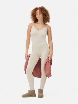 Primark V-Neck Long Unitard Jumpsuit Dames Grijs | Nederland 98634-OJBF