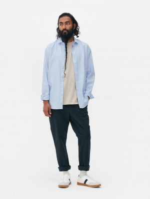 Primark Windowpane Check Long Sleeve Overhemd Heren Lichtblauw | Nederland 62418-NMWC