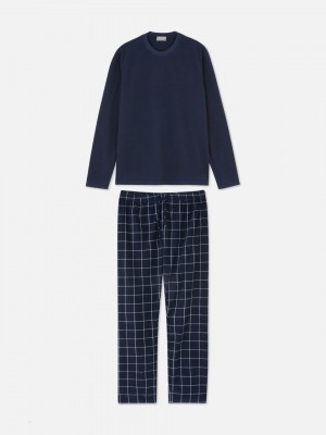 Primark Windowpane Check Pyjama Heren Donkerblauw | Nederland 80917-QHFN