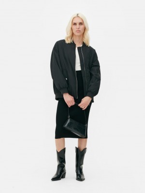 Primark Zip Detail Bomber Jas Dames Zwart | Nederland 60731-LHKW
