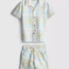 1,5-8 jaar | set met bedrukt overhemd en shorts met textuur