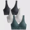 3-pack naadloze bralettes met V-hals