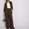 Broek met textuur en losse pasvorm, middelhoge taille