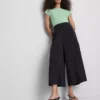Culottebroek met middelhoge taille en wijde pijpen