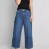 Korte denimjeans met wijde pijpen