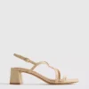 Sandalen met brede pasvorm, raffia-rand en blokhak