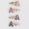Set van 4 haarclips met initialen en drukknoop