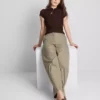 Top met textuur en hoge kraag