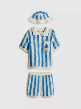 0-18 maanden | set voor pasgeborenen met gestreepte poloshirt, Shorts en muts