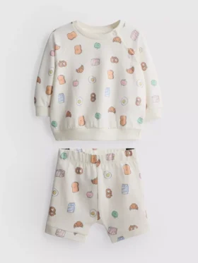 0-18 maanden | setje met sweatshirt en Shorts met voedselprint