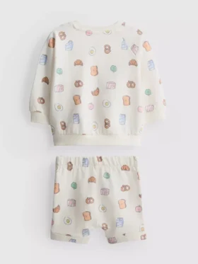0-18 maanden | setje met sweatshirt en Shorts met voedselprint