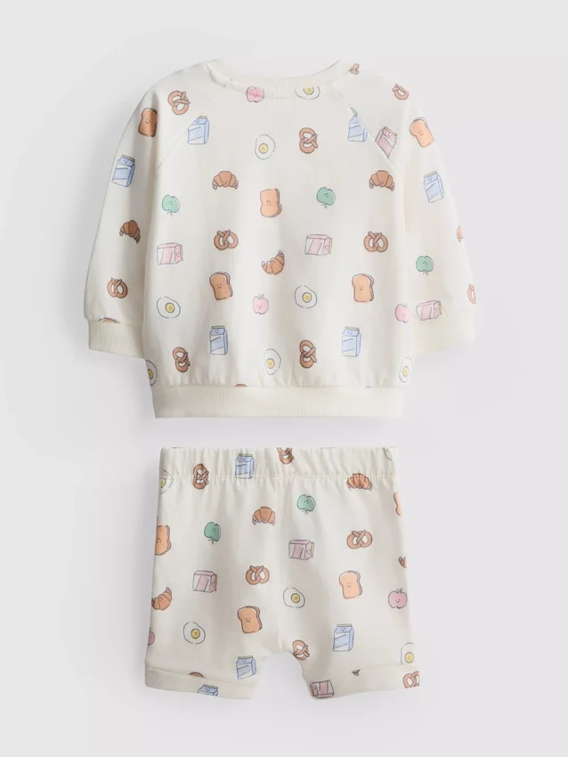 0-18 maanden | setje met sweatshirt en Shorts met voedselprint