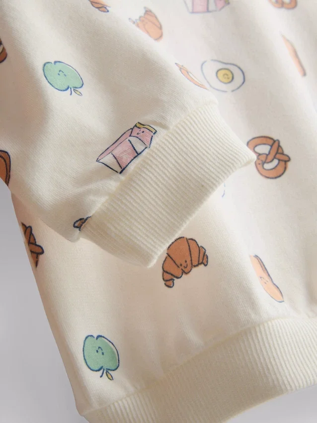0-18 maanden | setje met sweatshirt en Shorts met voedselprint