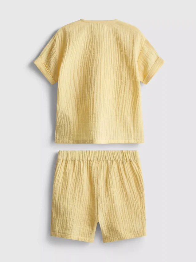 0-24 maanden | Setje van kaasdoek met overhemd en shorts