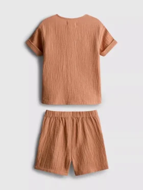 0-24 maanden | Setje van kaasdoek met overhemd en shorts