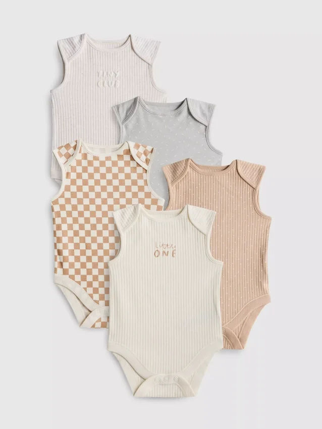 0-36 maanden | 5-pack mouwloze rompertjes