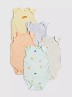 0-36 maanden | 5-pack mouwloze rompertjes