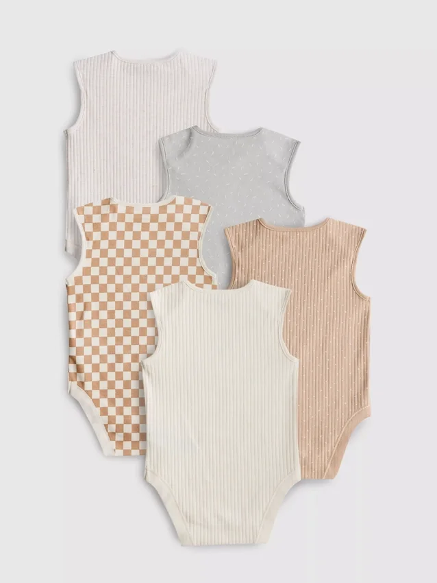 0-36 maanden | 5-pack mouwloze rompertjes
