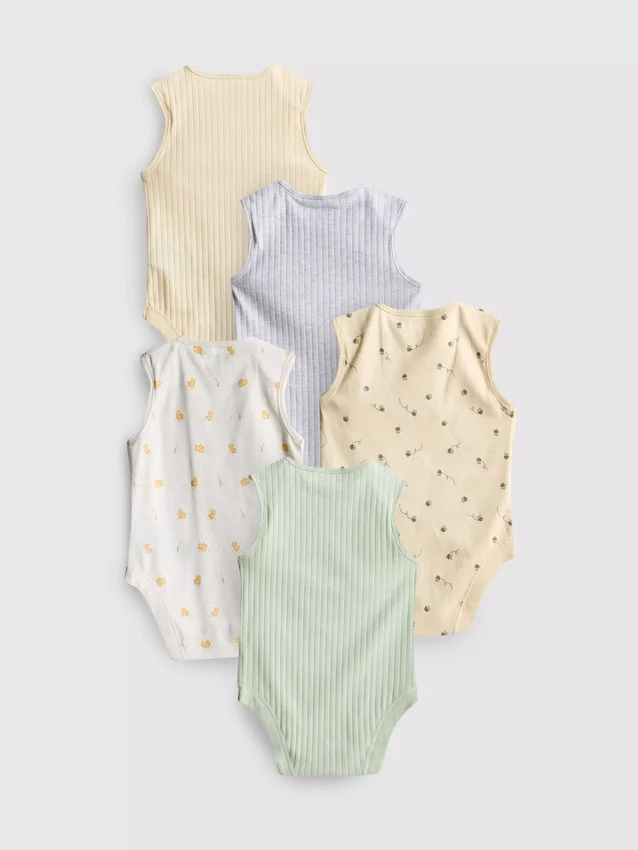 0-36 maanden | 5-pack mouwloze rompertjes