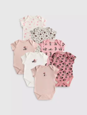 0-36 maanden | 7-pack Disney Minnie Mouse rompertjes met korte mouwen