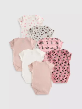 0-36 maanden | 7-pack Disney Minnie Mouse rompertjes met korte mouwen