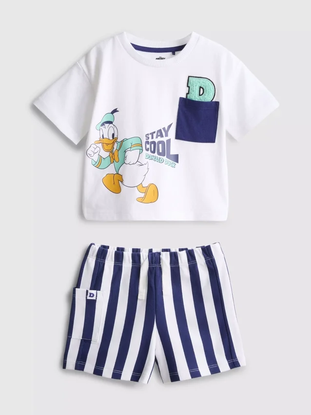 0-36 maanden | Disney’s Donald Duck boxy T-shirt en Shorts set