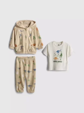 0-36 maanden | Jurassic World T-shirt, hoodie en joggingbroek set