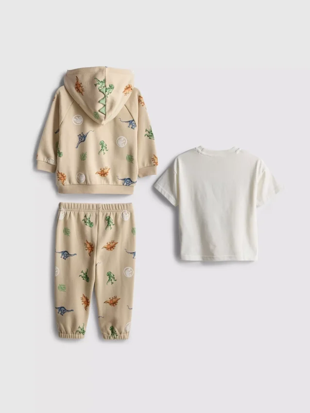 0-36 maanden | Jurassic World T-shirt, hoodie en joggingbroek set