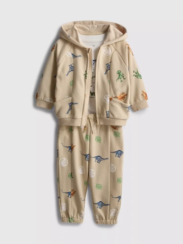 0-36 maanden | Jurassic World T-shirt, hoodie en joggingbroek set