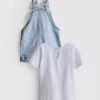 0-36 maanden | Set bestaande uit een T-shirt en een overall met fruitborduursel