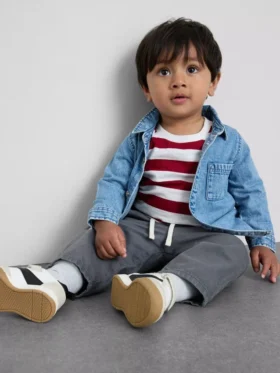 0-36 maanden | Set bestaande uit T-shirt met lange mouwen, broek en spijkeroverhemd