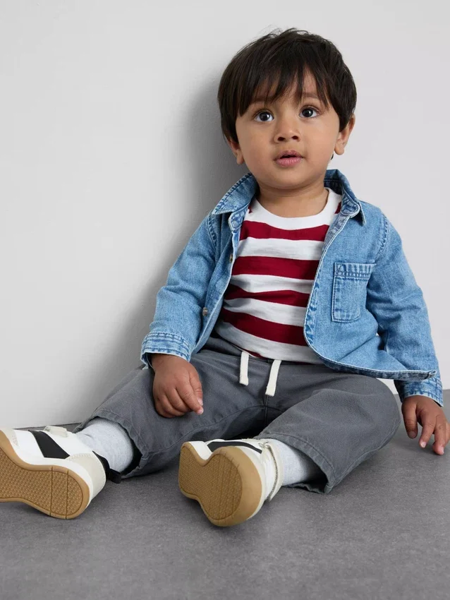 0-36 maanden | Set bestaande uit T-shirt met lange mouwen, broek en spijkeroverhemd