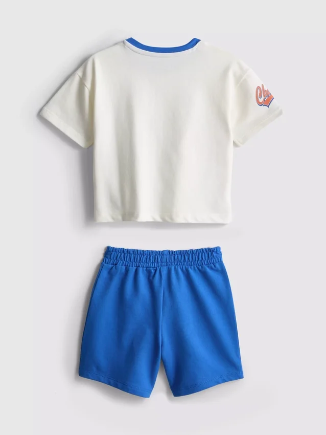 0-36 maanden | set met T-shirt met basketbalprint en Shorts