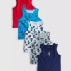 1,5-10 jaar | 5-pack tanktops met dinosaurusprint