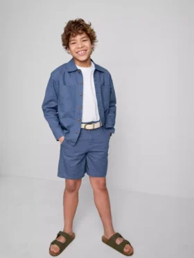 1,5-12 jaar | The Edit chino-short met riem van linnenmix