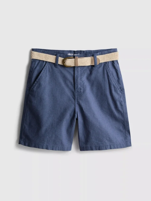 1,5-12 jaar | The Edit chino-short met riem van linnenmix