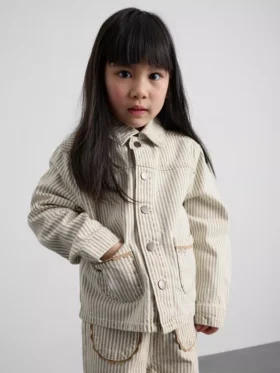 1,5-12 jaar | The Edit katoenen denim-shacket met krijtstreep