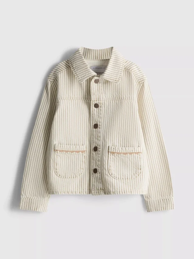1,5-12 jaar | The Edit katoenen denim-shacket met krijtstreep