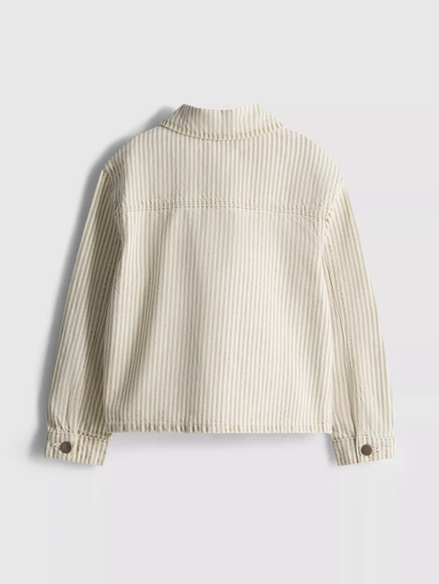 1,5-12 jaar | The Edit katoenen denim-shacket met krijtstreep