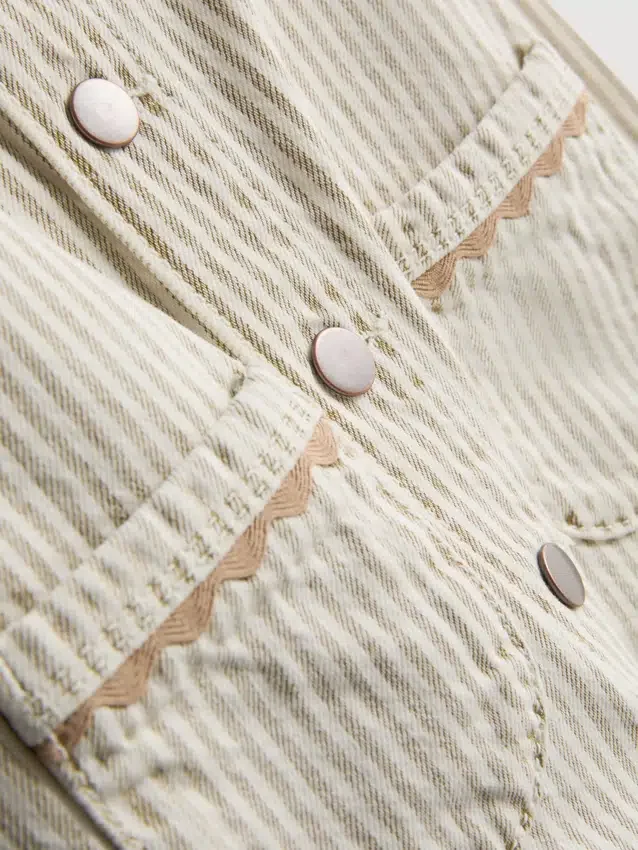 1,5-12 jaar | The Edit katoenen denim-shacket met krijtstreep