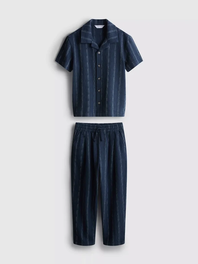 1,5-12 jaar | The Edit katoenen set met gestreept overhemd en broek
