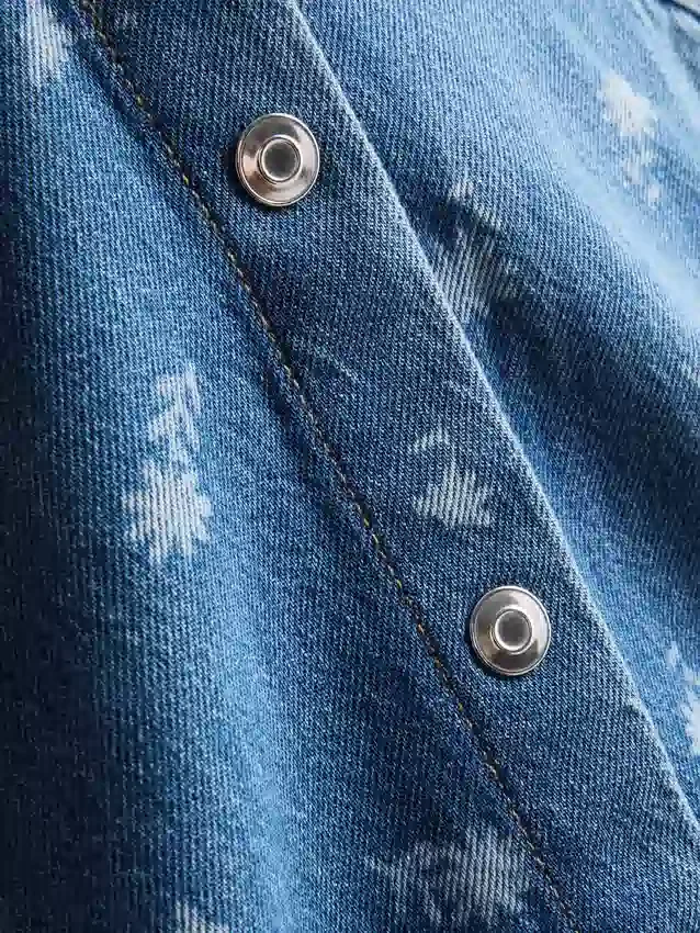 1,5-8 jaar | bloemenprint, mouwloze denimjurk met kraag