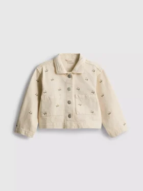 1,5-8 jaar | denimjasje met bloemenborduursel