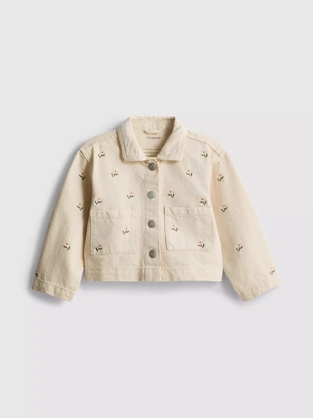 1,5-8 jaar | denimjasje met bloemenborduursel