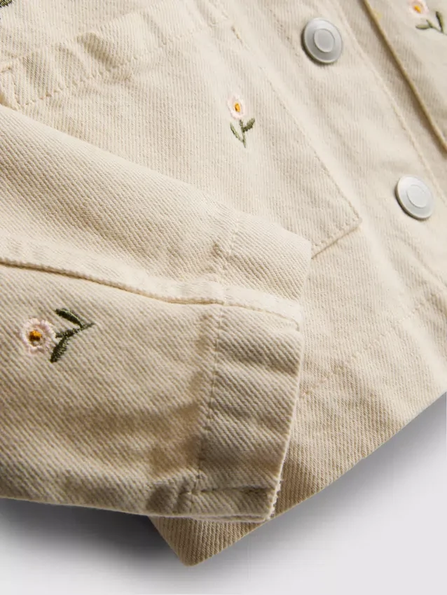 1,5-8 jaar | denimjasje met bloemenborduursel