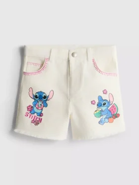 1,5-8 jaar | Disney's Stitch denimshort met contrasterende stiksels