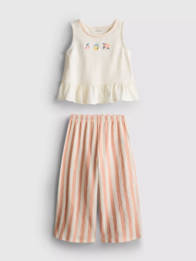 1,5-8 jaar | geborduurde set bestaande uit top met peplum en broeken