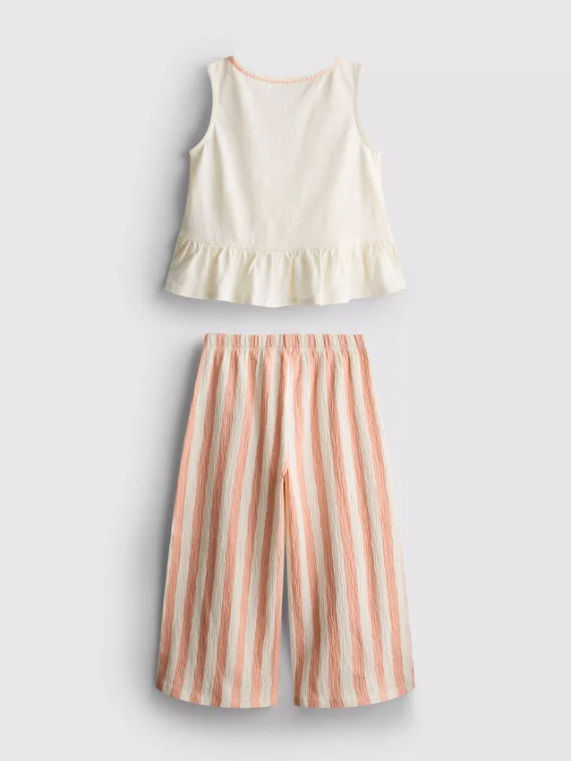 1,5-8 jaar | geborduurde set bestaande uit top met peplum en broeken